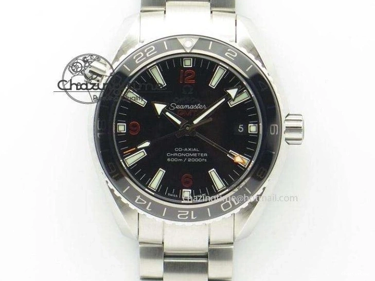 0427 Planet Ocean 45mm GMT DLC JHF Best Edition Black Dial On Rubber Strap A Durable 8194